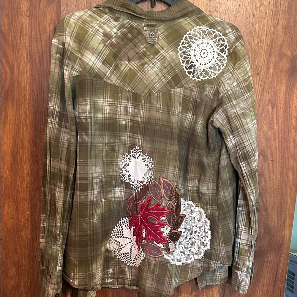 a.n.a Olive Plaid Button Down Shirt